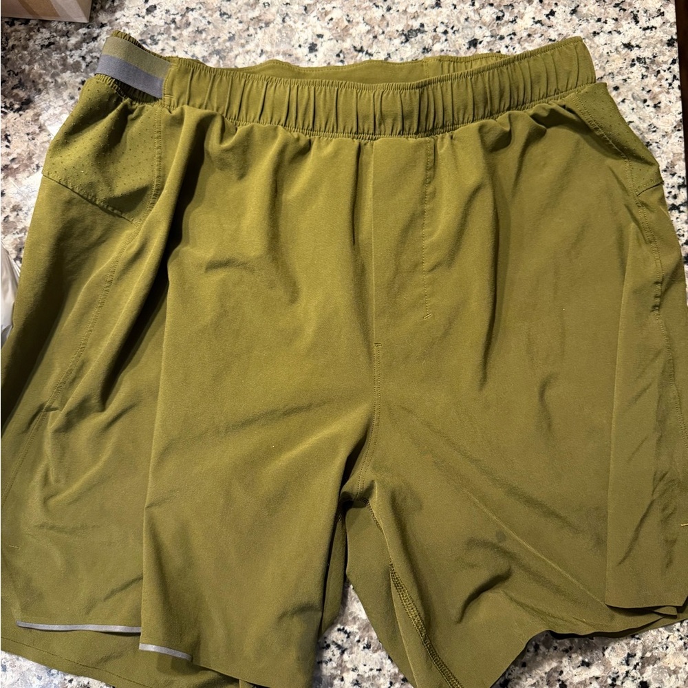 Lululemon Men's Olive Green Surge Lined 5” Short